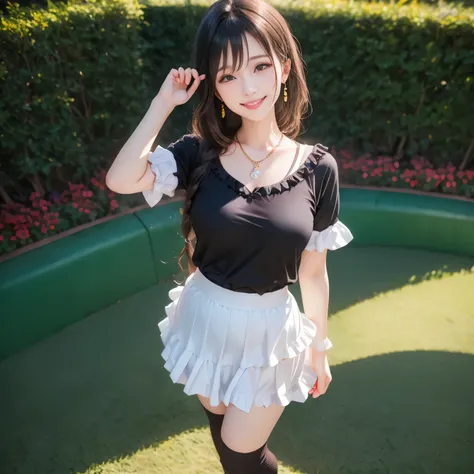 (masterpiece,best quality: 1.4),(8k,raw photo,photo realistic:1.2),shiny skin, detailed skin,detailed face,detailed eyes,Japanese idol,beautiful face,Park with flower beds,Blue Sky,Beautiful lawn,Beautiful girl,beautiful Japanese woman,Beautiful Like a God...