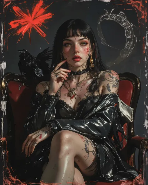 wicked, World of pain and drama and dark and dangerous！、((Dangerous World:1.2)) fashion photograph、portrait,an abandoned rag doll and old leather, photorealistic, Later ,genuine leather  ,best quality ,  super fine ,mafia  ,siniestro, ,(a raven is your fri...