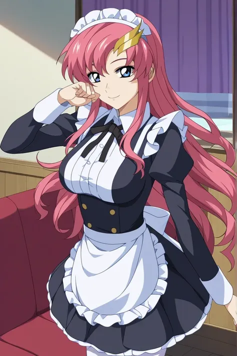傑作、best quality、best image quality、best resolution、amazing quality、source anime、anime screencap、highres、absurdres、very aesthetic、ultra detailed、perfect details、1girl、<lora:Lacus_Meer_Gundam_SEED_Pony:0.8>、lacusmeer、solo、pink hair、long hair、straight hair、bl...