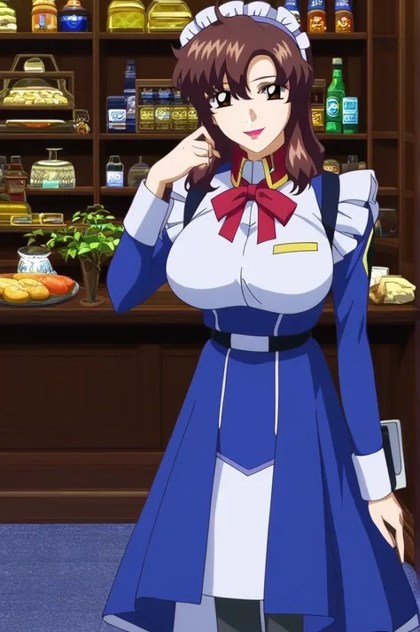 傑作、best quality、best image quality、best resolution、amazing quality、source anime、anime screencap、highres、absurdres、very aesthetic、ultra detailed、perfect details、1woman、<lora:Murrue_Ramius_Gundam_SEED_Pony:1>、murrue、solo、brown hair、long hair、brown eyes、lipst...