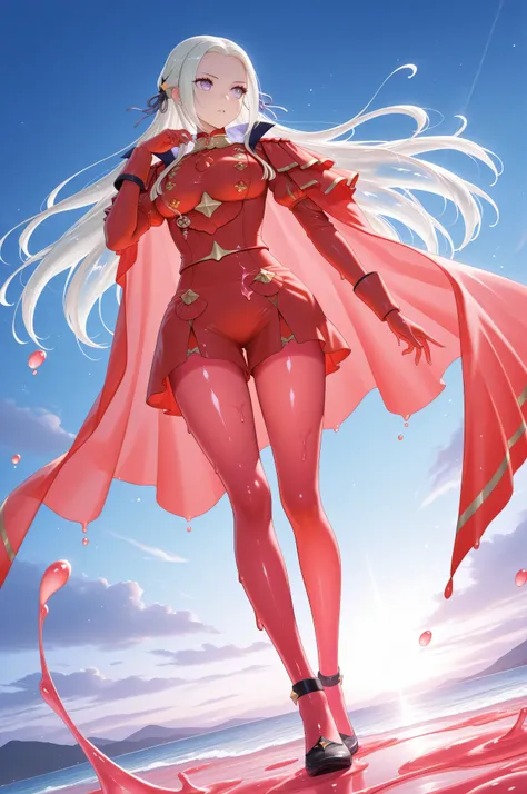 eyesHD,JellyGirl, transparent skin, transparent, translucent, jelly, slimegirl, liquidy, viscous 1girl, monster girl, slime girl objects in body,slime girl,transparent,translucent,See-through clothes,(adult Edelgard:1.0, sss:1.0, translucent:1.0, subsurfac...