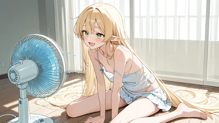 、solo,((((1girl))))、nsfw,Round face、,(masterpiece), (Superb), , perfect face, highly detailed faces while jumping, highly detailed faces while jumping, beautiful girl,Slim、((thin legs))、8k,、 Detailed Eye Description、,Elf、((flat chest))、((green eyes))、Blond...