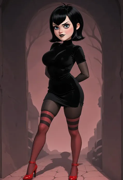 1girl, looking at viewer, standing, medium breasts, mavis dracula