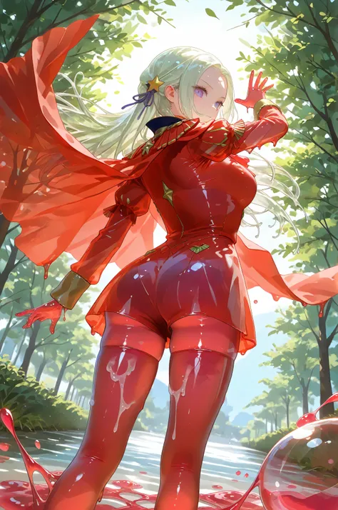 See-through clothes,eyesHD,JellyGirl, transparent skin, transparent, translucent, jelly, slimegirl, liquidy, viscous 1girl, monster girl, slime girl objects in body,slime girl,transparent,translucent,See-through clothes,(adult Edelgard:1.0, dynamic pose:1....
