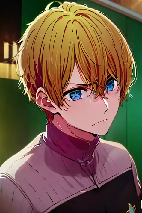masterpiece, best quality, high quality, 1boy, solo, male focus, looking at viewer, upper body,  hoshino_aquamarine, star-shaped_pupils,  ds9st yellow and black uniform,ds9st operations, deadpan annoyed pissed off angry