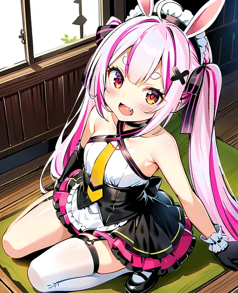 score_9_up,score_8_up,score_7_up,score_6_up,score_5_up,score_4_up, 1 girl,tomari mari, 1girl, virtual youtuber, rabbit ears, long hair, twintails, very long hair, pink hair, two-tone hair, multicolored hair, streaked hair, ahoge, thick eyebrows, short eyeb...