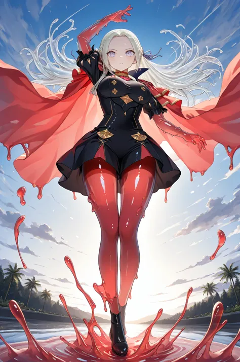 3DMM,See-through clothes,eyesHD,JellyGirl, transparent skin, transparent, translucent, jelly, slimegirl, liquidy, viscous 1girl, monster girl, slime girl objects in body,slime girl,transparent,translucent,See-through clothes,(adult Edelgard:1.0, dynamic po...