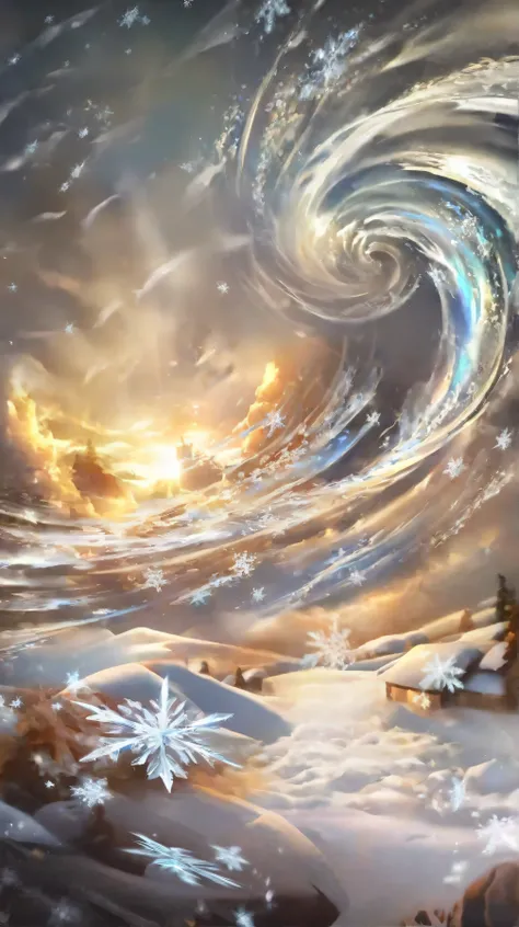    Craftsmanship,  RAW Photo, super clear, spiral flight of snowflakes, vortex streams of snow in the air, slow motion, sparkling ice crystals, air swirls, magical glow,  Ice transparency 
