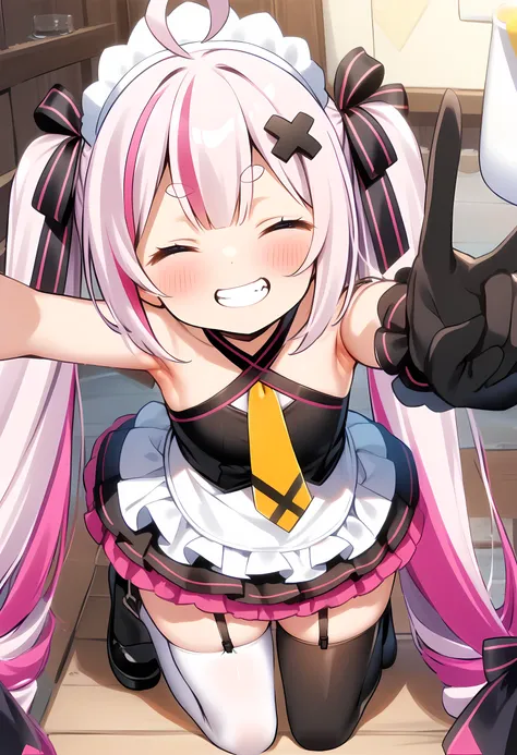 score_9_up,score_8_up,score_7_up,score_6_up,score_5_up,score_4_up, 1 girl,tomari mari, 1girl, virtual youtuber, rabbit ears, long hair, twintails, very long hair, pink hair, two-tone hair, multicolored hair, streaked hair, ahoge, thick eyebrows, short eyeb...