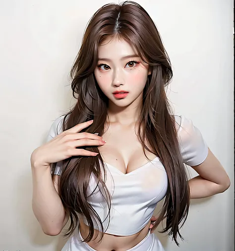 Twice sana, almond eyes, full lips, big and voluptuous breasts , white skin, Big and beautiful eyes