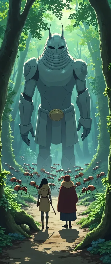 highdefinition images、The world of Ghibli、group with humanoid soldiers that Kiki met in the forest、Greeted by queen ants、ant soldiers surround