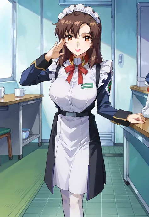 score 9、score 8 up、score 7 up、score 6 up、score 5 up、score 4 up、source anime、傑作、Best quality、Best resolution、Very detailed face、Very detailed eyes、Best image quality、anime coloring、1woman、<lora:Murrue_Ramius_Gundam_SEED_Pony:1>、murrue、solo、brown hair、long h...