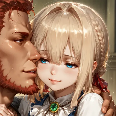young Violet Evergarden, Iskandar was forcibly raped and satisfied on her face, young Violet Evergarden vajinasina Iskanda penisi grimiş yüz orgazma oldugu. 8k ultra detailed, realistic