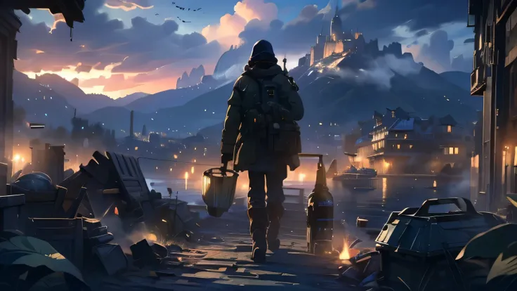 ((best quality)), ((masterpiece)), high resolution, sharp focus, (ultra detailed, highly detailed), (highly detailed CG unity 8k wallpaper), 
(((vibrant colors))), {best illustration}, 
((complete anatomy)), 5fingers, betterhand,

(Cloudy),　There is a huge...