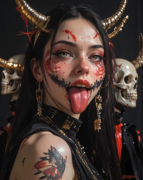 wicked, World of pain and drama and dark and dangerous!、((Dangerous World:1.2)) fashion photograph、portrait,EXOTIC PREDATORS, photorealistic, Later , EXOTIC PREDATORS ,mejor calidad , super fine ,mafia ,siniestro, ,(Scary skulls ),long hair、(Paris Runwa...