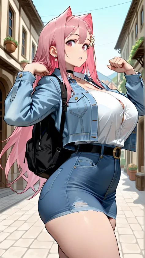 score_9, score_8_up, score_7_up, 1lady, mkhekaren, long hair, pink hair, hair intakes, braid, hair flower, large breasts, perfect attractive curvy slim body, charming beauty, gorgeous body shapes, large breasts, big hips, thick thighs, huge ass, solo (Sexy...