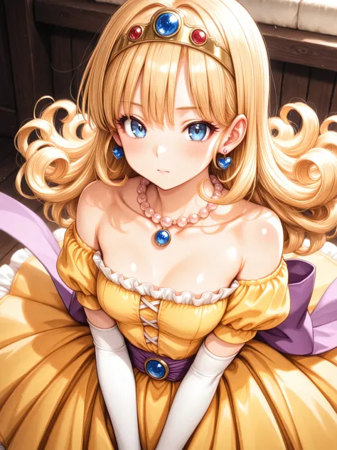 (Super Detailed),upper body up､Prairie
(masterpiece),(top quality),anime ､pastel colors,anime,shiny skin,Dragon Quest,Lola,Princess,detailed and beautiful blonde hair,long hair,curl hair,unkempt bangs,bangs between eyes,Tiara,hair ornament,Floating Hair､be...