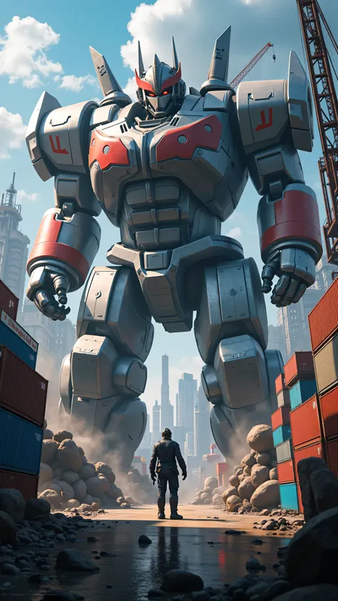 highdefinition images、TV、King Joe of Ultra Seven、fight against Ultra Seven with mechanical robots、Battles take place in the background of the harbor