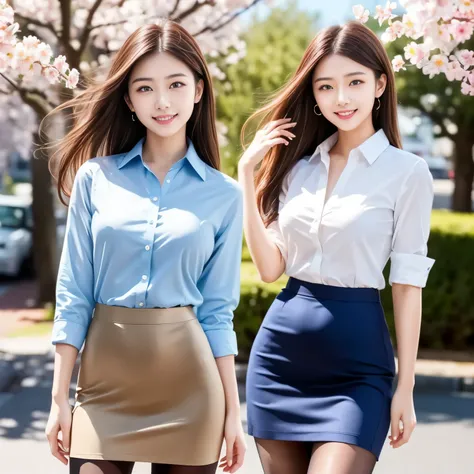 (masterpiece,best quality: 1.4),(8k,raw photo,photo realistic:1.2),shiny skin, detailed skin,detailed face,detailed eyes,Japanese idol,beautiful face,cherry blossom trees, under cherry blossom trees, one beautiful woman, beautiful Japanese woman, well-deve...