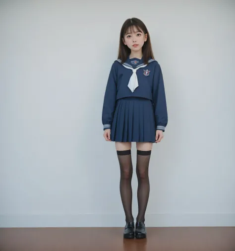 sailor suit ,  college student ,younger , cute girl,masterpiece,4K,8k,16 kg, wearing black stockings