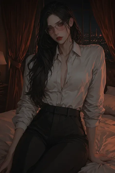 semi-realism, high definition, masterpiece, best quality, highres, extremely detailed, best aesthetic, high resolution, good colors, woman, mature, sharp jawline, atracctive, brown eyes, eyelashes, looking at the viewer, blushing, slightly GRUMPY, wearing ...