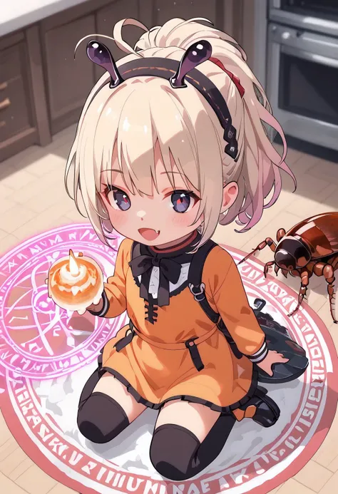 score_9, score_8_superior, score_7_superior, masterpiece, best quality, absurdres, high_fidelity, vibrant, sauce_anime, (rating_explicit:1.0), masterpiece, Highest quality, Adorable, 1girls, loli, child, (chibi:1.3), (cockroach helmet, Insect antennae:1.1)...