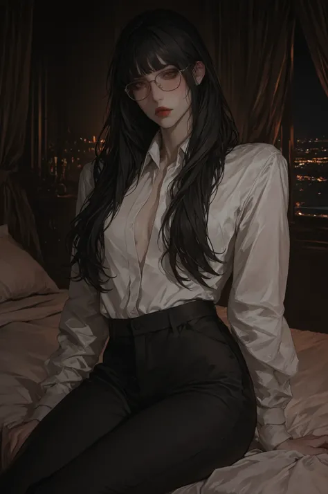 semi-realism, high definition, masterpiece, best quality, highres, extremely detailed, best aesthetic, high resolution, good colors, woman, mature, sharp jawline, atracctive, brown eyes, eyelashes, looking at the viewer, blushing, slightly GRUMPY, wearing ...