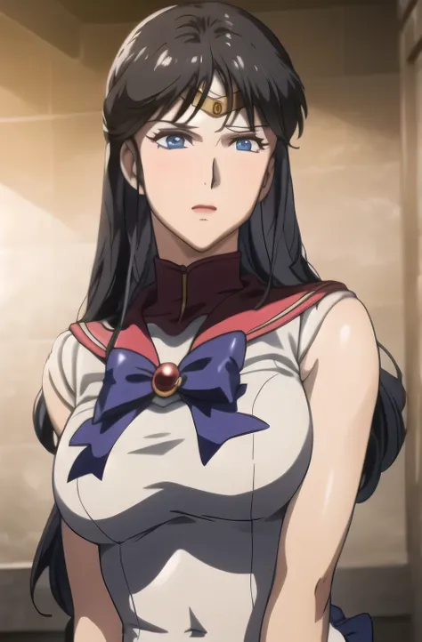 can you draw a woman in a Sailor Moon costume，without mature charm like a 40-year-old woman，Micro Mini Skirt，beautiful legs,face is absolutely necessary,use cinematic lighting and ray tracing ，with hair down、long, wavy hair，knee-length pink dress，，draw her...