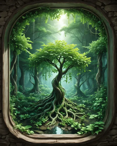 superb quality, 8k resolution, photorealism, , a mysterious emerging escape with a gradient color from emerald to purple, glowing spores around, delicate scales on the stem reflect moonlight, thin tentacles-roots, small transparent pot,  a mystical purple ...