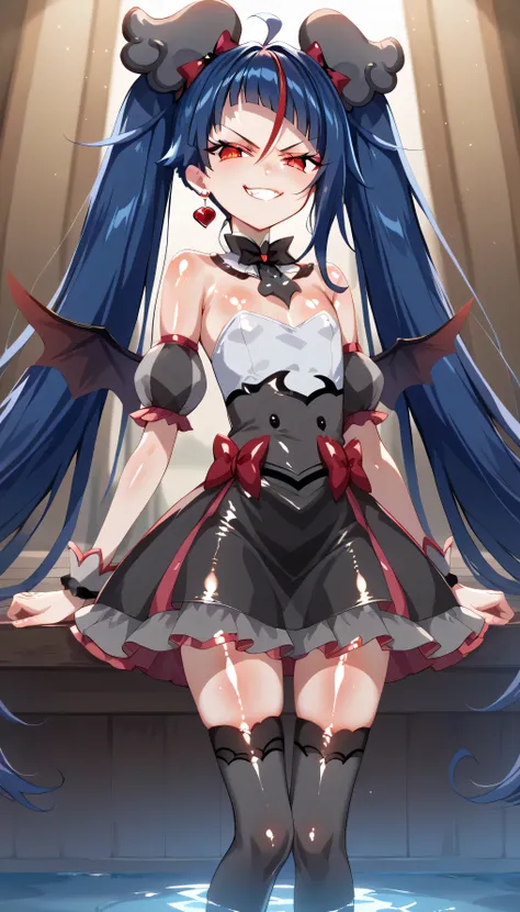    score_9,    score_8_up,    score_7_up,   Source_Anime,   official art , Anime screencap,   Goddess Magazine ,  reflective white knee-high stockings on the glass floor  ,   dark cure sky、(  Flat-breasted:1.2), lie, Back, legs up, folded from under the pe...