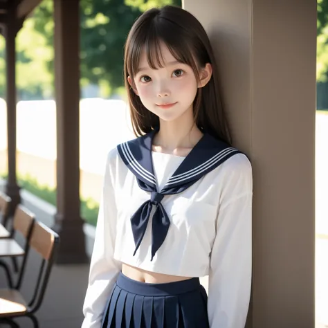 ( white skin:1.3),cute girl,かわいいyounger女の子,Slender,short,Slender,thin body,(younger:1.2),かわいいyounger女の子 opening without permission,cute face,(skinny:1.5),score_7_up,score_8_up,score_9,realistic,is a girl who goes to school,school uniform, small butt seen f...