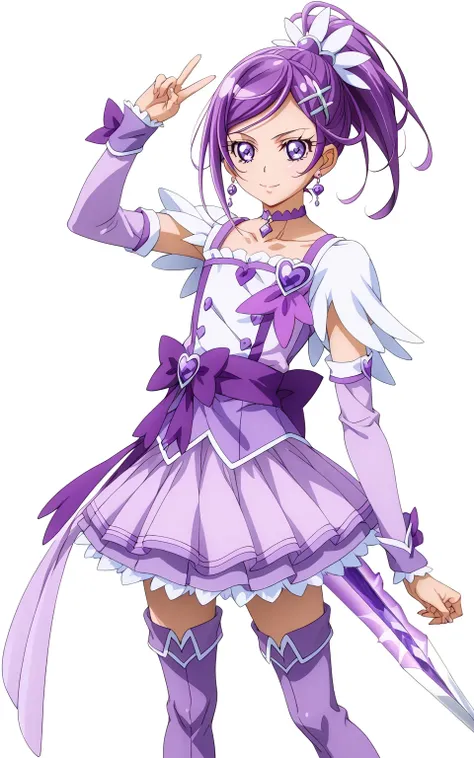 score 9 、score 8 up、score 7 up、source anime、傑作、Best quality、Best resolution、Best image quality、Very detailed face、Very detailed eyes、Best image quality、anime coloring、anime screencap、anime screenshot、1boy、cure sword is a boy、solo、boy is wearing a purple dr...