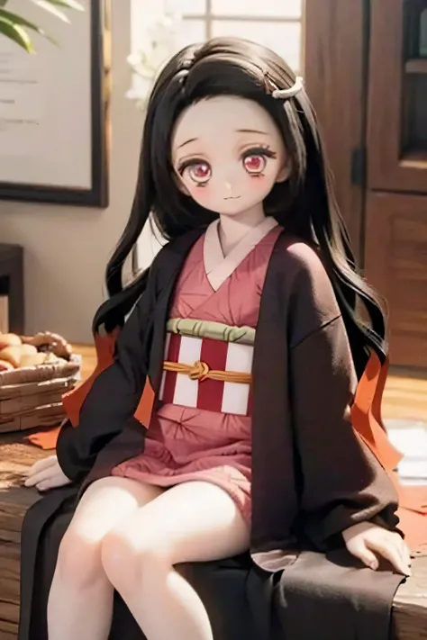 You are the bean red kimono Holding a bamboo