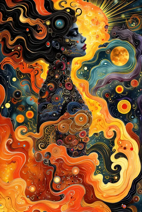   psychedelic、Enshrining the Sun and Moon、Goddess of the Sun and Moon,  sensual women and , Highest quality images taken by year 1. snakes and femme fatals :  Those are、snake-shaped、or represent a captivating beauty with anthropomorphic characters,  The wo...