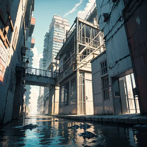 high res , high res , masterpiece , anime coloring, 、fantastic、Ephemeral Scenery、outside、City Miniatures、Prairie Miniatures、There are no people、Nostalgic coloring、pastel color、Light shines through gaps in the clouds、Dazzling Light、The foreground is dark a...
