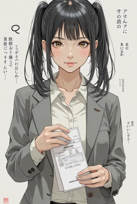 Japanese manga collage、 Terada Katsuya 、full color、((国政electionへの投票を促進するポスター:1.8)),  、electionの投票、holding a ballot in the ballot box、election、I'm voting on a ballot with my right hand、 Manga Frame Split、  comic cover 、ponytail hair、High School Student Magi...