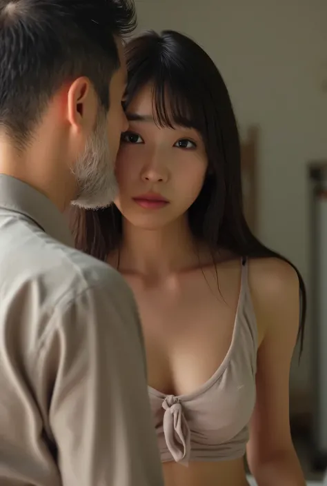 18+, NSFW, Hot and sensual nude Korean women having sex with older men, Nipples, Hugs, High Quality, 4K, 8K, Realistic, Photographer, portrait, details, real, HDR, Studio Lighting, Clearly, physically-based rendering, professional, bright colors, Bokeh