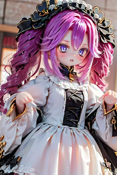 Shikoku Metal　dark reddish purple hair　 lifts her hair