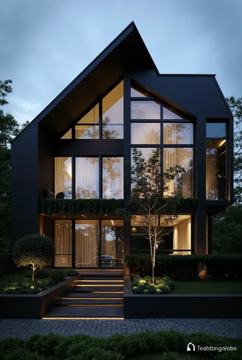 mordenhouse, house, glass house with a sloping roof, modern, dynamic (RAW photo, real, best quality, masterpiece:1.2), (hyper realistic, photo-realistic:1.2), high quality, (dark lighting:1.2), perfect lighting, archdaily, Scandinavian-Style House