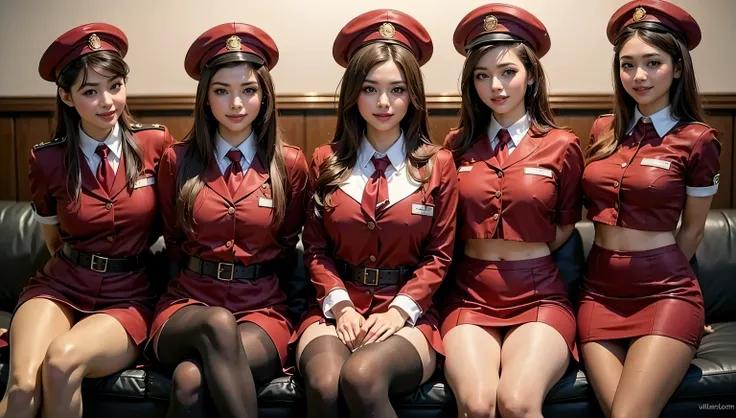 (best quality, masterpiece:1.5), (ultra-detailed, realistic:1.5),4K,(cute,beautiful,woman),(big breast:1.2),(blonde),(stewardess),(blue tight skirt:1.2),(black pantyhose:1.3),(high heels),beauty legs,(smile:1.2),