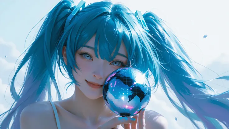 reality,reality的な,Depth_of_field,
( broken screen ),(Screen Split),1girl,Hatsune Miku,white eyes,blue hair、power elements,bright blue color palette,(overview),(overview background),夢ofような雰囲気,delicate linework,WIND HAIR,energy,
masterpiece,top quality,great...