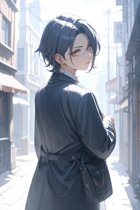Night City、Onna、mafia boss、Black-based coat、cool、back alley