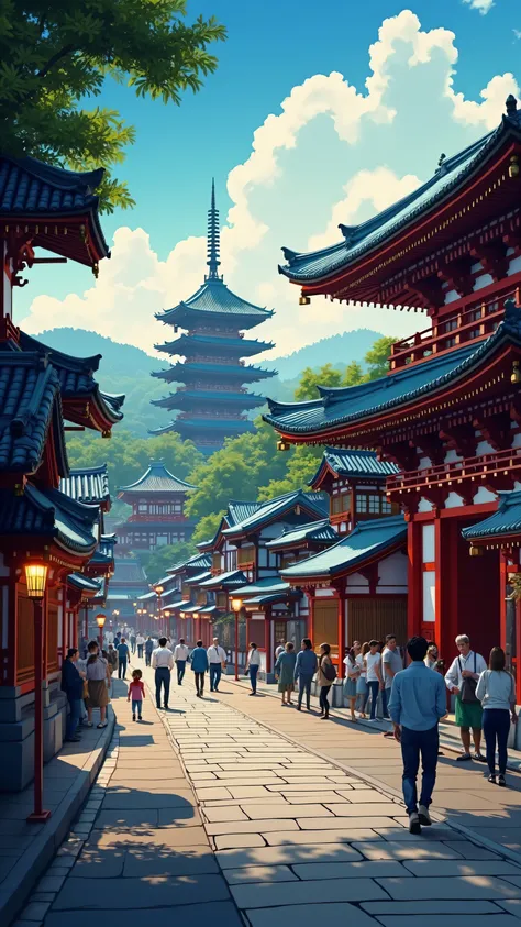 highdefinition images,(Japanese temples)architecture、Osaka Honganji Ukiyo-e、Picturesque Backgrounds、Digital Images、Shining against a high-resolution background、A temple older than an ancient castle、非常に詳細なDigital Images、High Resolution Digital Paint、Downtow...