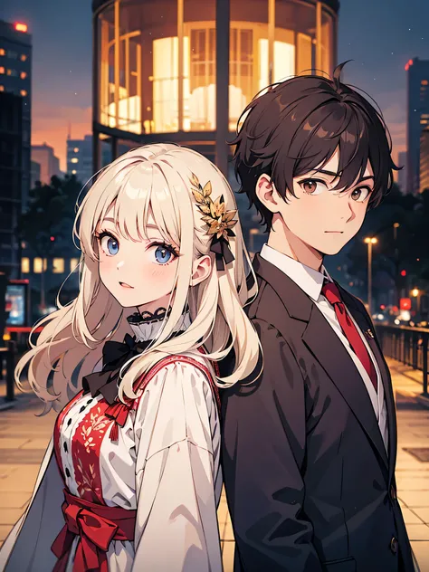 Couple portrait, back to back, high quality, detailed, photography quality