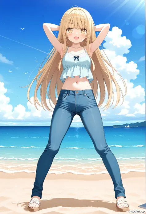 score_9, score_8_up, score_7_up, source_anime, highres, hi res, best quality, top quality, masterpiece, 2d, intricate details, official style, anime, 4k, anime style, 1 girl, Alone, solo, sand beach, ocean, day, outdoors, sky, mahiru shiina, high school st...
