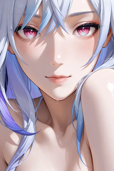 score_9, score_8_up, score_7_up,source_anime, high res image,masterpiece,best quality,girl,cute face,clear skin,skirk_genshin,close up,topless,