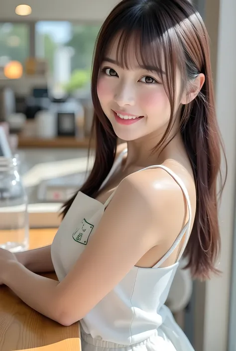       super realistic ,       photorealistic   ,    (Full body image:1.5),  She looks so happy      , shadow,           Global Illumination          , Alone, (Japanese woman in her 20s :1.5),      so beautiful、     Cute Smiles ,    Slim,    brown hair ，　be...
