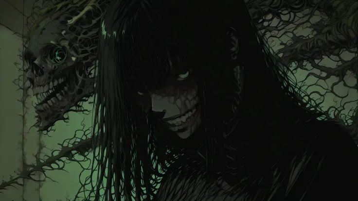 ,bioluminescent night wood phantoms, moody vhs horror vibe spooky cool wallpaper with UHd effect