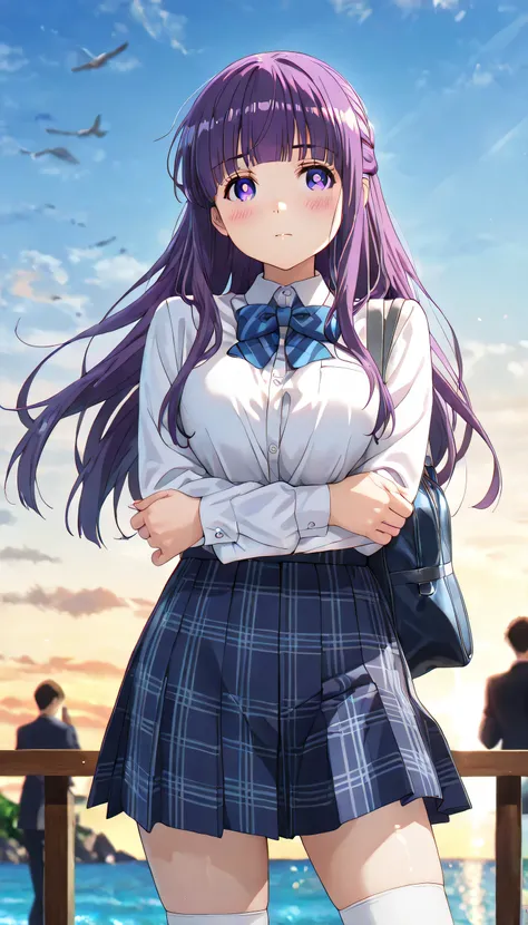 ((ultra-detailed)), (highly detailed CG illustration), (best quality:1.2), ultra-highly detailed, colorful composition, artistic photoshoot, 1girl, solo focus, cowboy shot, moe anime character, round face, rounded chin:1.2, short stature, fern, long hair, ...