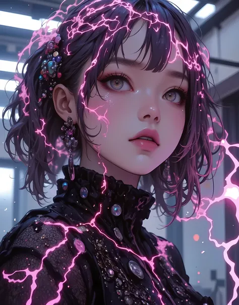 Woman dancing in a colorful puddle,mirror ball,I'm crashing to the ground , Poster Art , screen print poster , graphic novel cover art , graphic details , promotional art , Poster illustration, Illustrated poster, By Jens Sondergaard , Fashion ...